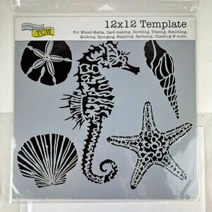 12x12 TCW Template Seahorse Starfish Shells Beach Sea Life